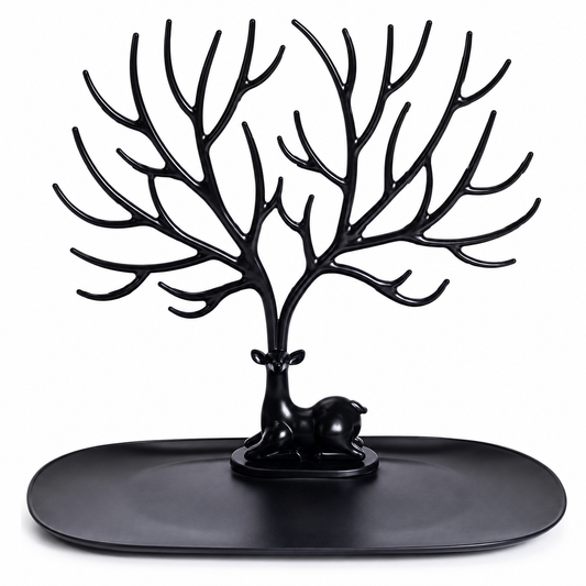 Antique Deer Tree Jewelry Organizer Stand | Necklace, Earring, Bracelet & Ring Holder | Decorative Jewelry Display Rack