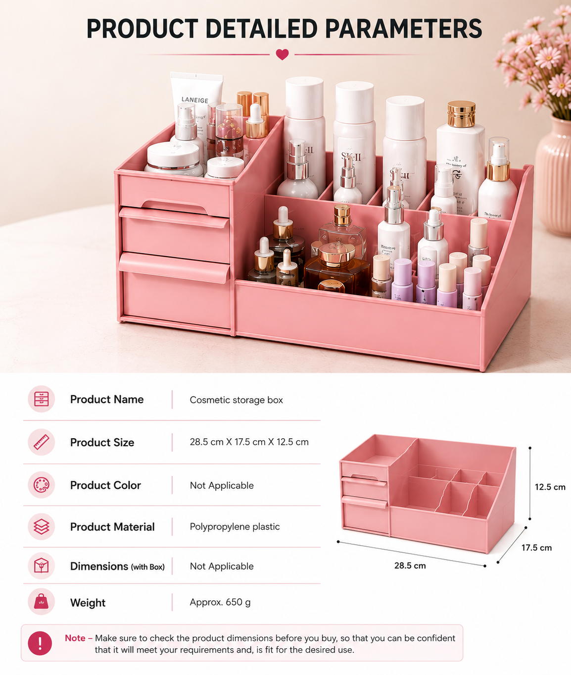 Multi-Compartment Cosmetic & Makeup Organizer with Drawers