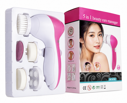 5 in 1 Facial Cleansing & Massager Set for Face & Body – Pink | Beauty Care & Skin Cleaning Brush