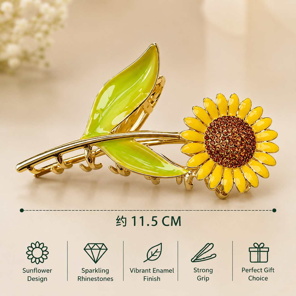 Sunflower Metal Hair Claw Clip – Pack of 1
