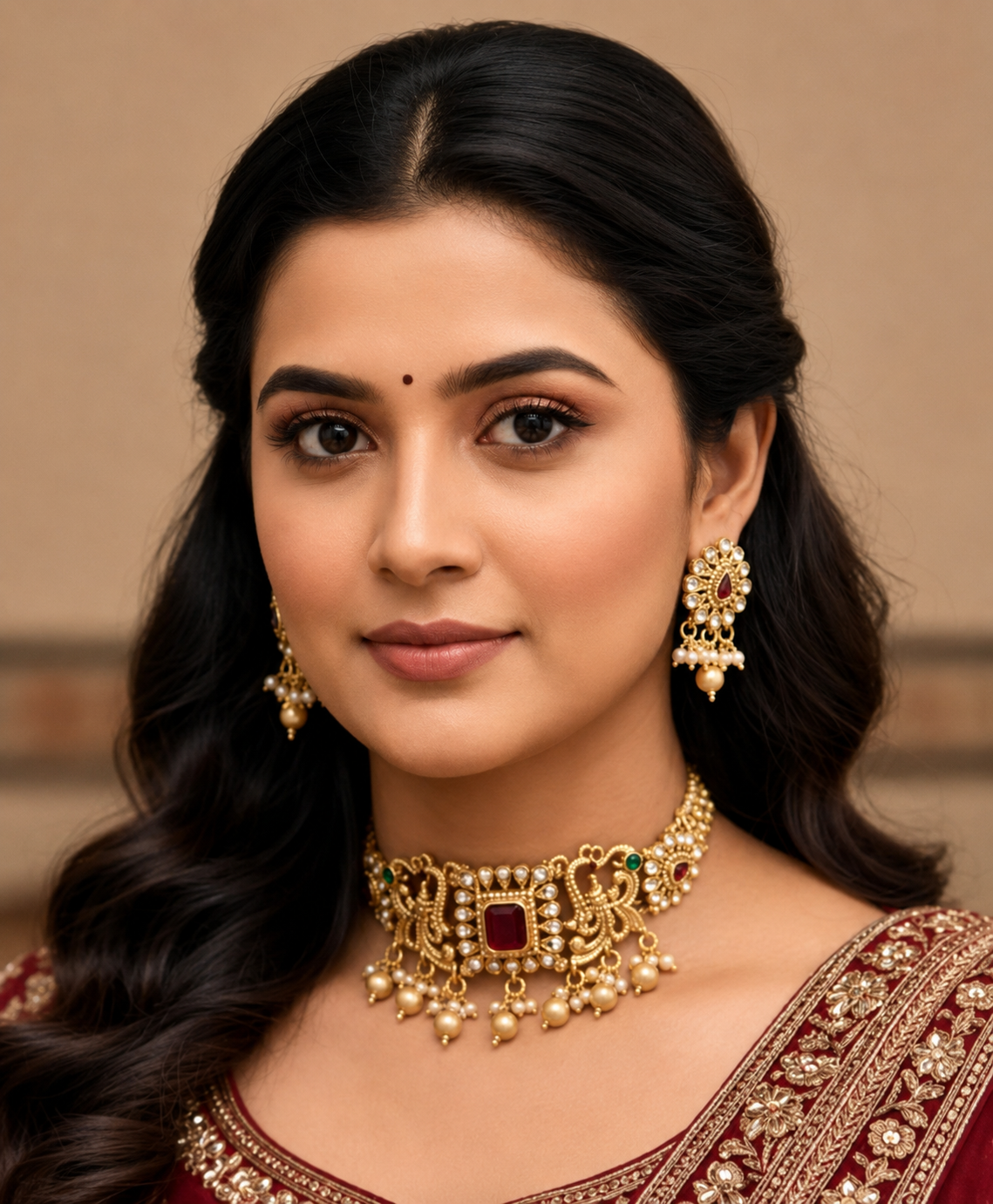 Premium Gold-Tone Choker Necklace & Earrings Set for Women & Girls | Elegant Traditional Jewellery Set