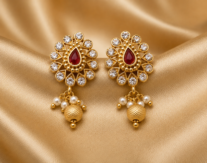 Premium Gold-Tone Choker Necklace & Earrings Set for Women & Girls | Elegant Traditional Jewellery Set