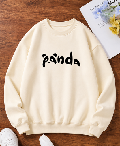 Panda Printed Oversized Winter Sweatshirt for Women & Girls – Round Neck